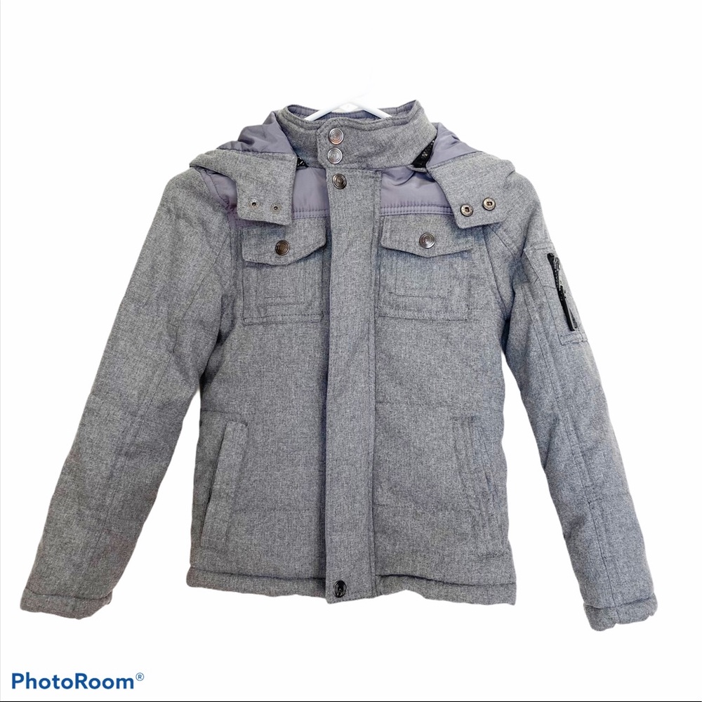 Urban Republic Boys Gray Faux Wool Puffer Jacket